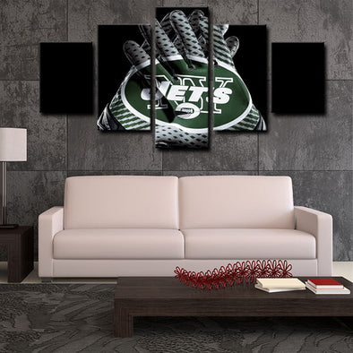 5 piece abstract canvas art framed prints  New York Jets live room decor1207 (1)