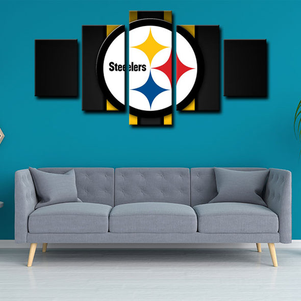  5 piece abstract canvas art framed prints Pittsburgh Steelers live room decor1217 (1)