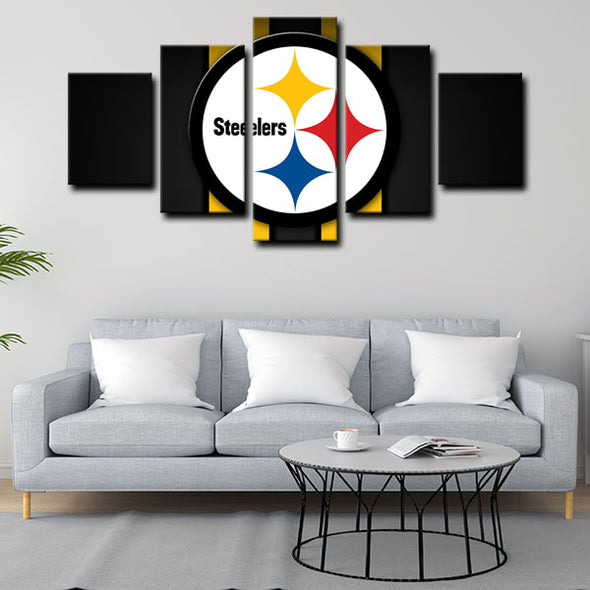  5 piece abstract canvas art framed prints Pittsburgh Steelers live room decor1217 (2)