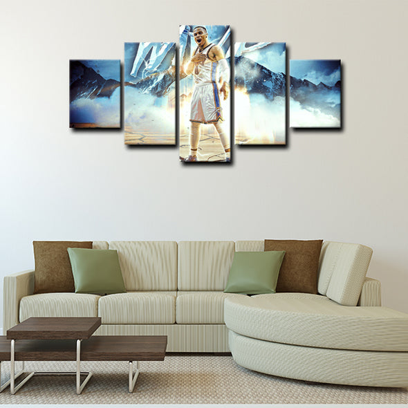 5 piece abstract canvas art framed prints  Russell Westbrook live room decor1224 (1)