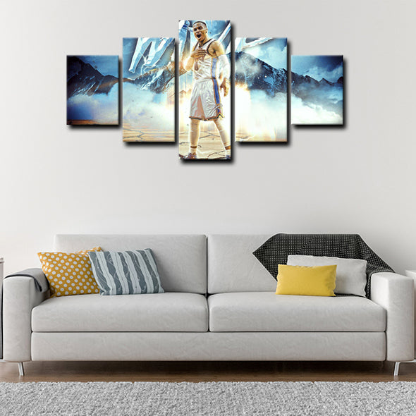 5 piece abstract canvas art framed prints  Russell Westbrook live room decor1224 (2)