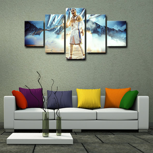 5 piece abstract canvas art framed prints  Russell Westbrook live room decor1224 (4)