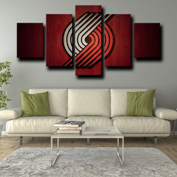 5 piece abstract canvas art prints Trail Blazers logo emblem home decor-1217 (1)