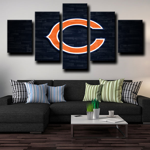 5 piece art canvas prints Chicago Bears logo badge wall picture-1212 (1)
