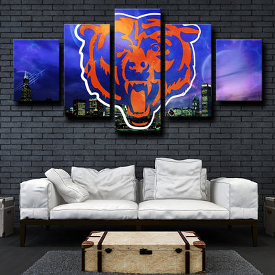 5 piece art paintings Chicago Bears logo emblem wall picture-1213 (1)