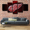 5 piece artwork prints Detroit Red Wings Logo Red home decor-1212 (2)