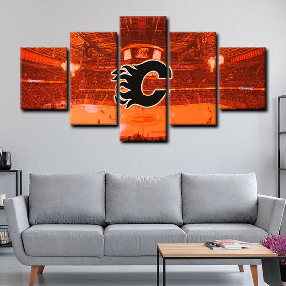 5 piece canvas art art prints Calgary Flames  wall picture1211 (2)