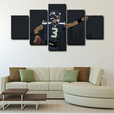 5 piece canvas art art prints Russell Wilson  wall picture1231 (1)