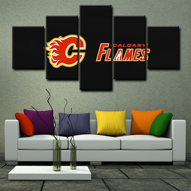 5 piece canvas art custom framed prints  Calgary Flames decor picture1209 (1)