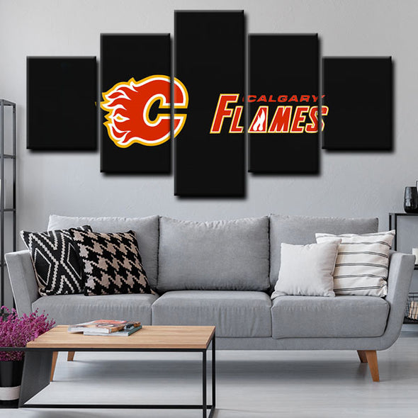 5 piece canvas art custom framed prints  Calgary Flames decor picture1209 (4)