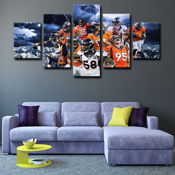5 piece canvas art custom framed prints  Denver Broncos decor picture1249 (1)