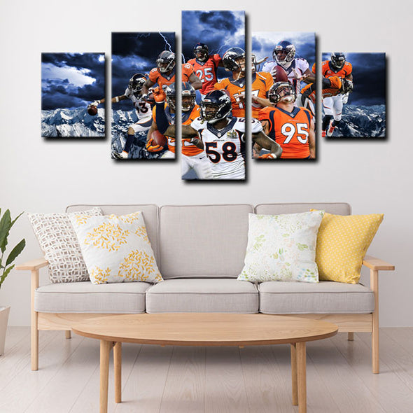 5 piece canvas art custom framed prints  Denver Broncos decor picture1249 3)
