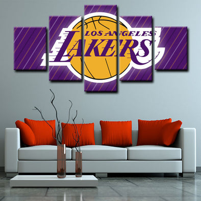 5 piece canvas art custom framed prints  Los Angeles Lakers decor picture1208 (1)
