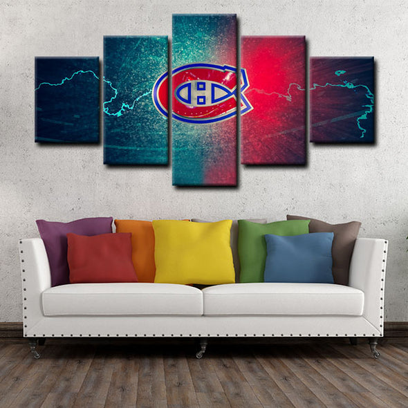 5 piece canvas art custom framed prints  Montreal Canadiens decor picture1208 (2)