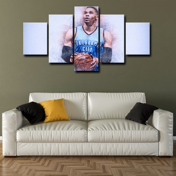5 piece canvas art custom framed prints  Russell Westbrook decor picture1219 (4)