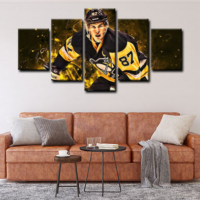 5 piece canvas art custom framed prints  Sidney Crosby decor picture1224 (1)