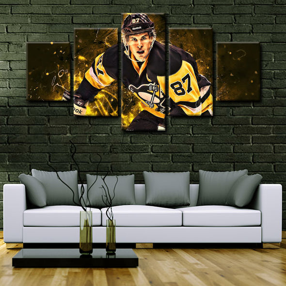 5 piece canvas art custom framed prints  Sidney Crosby decor picture1224 (2)