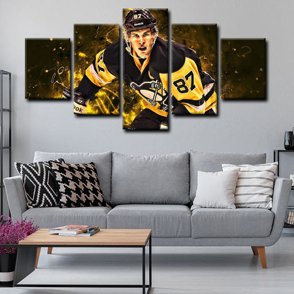 5 piece canvas art custom framed prints  Sidney Crosby decor picture1224 (3)