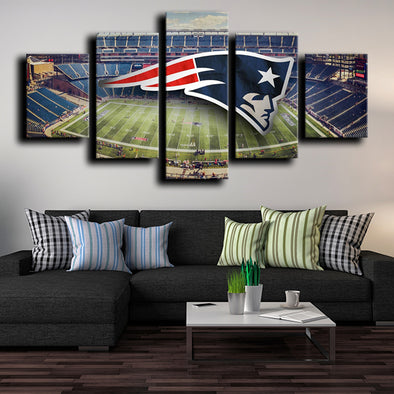 5 piece canvas art custom prints Patriots logo crest live room decor-1216 (1)