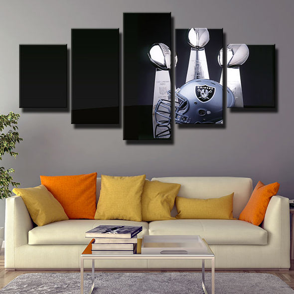 5 piece canvas art framed The Silver and Black Trophy decor picture-1224 (3)