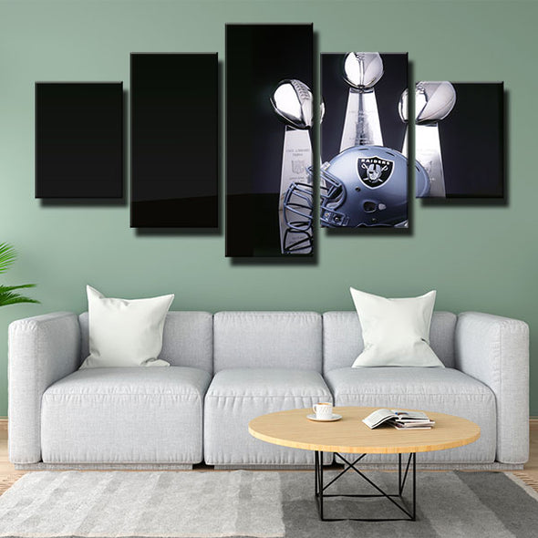 5 piece canvas art framed The Silver and Black Trophy decor picture-1224 (4)