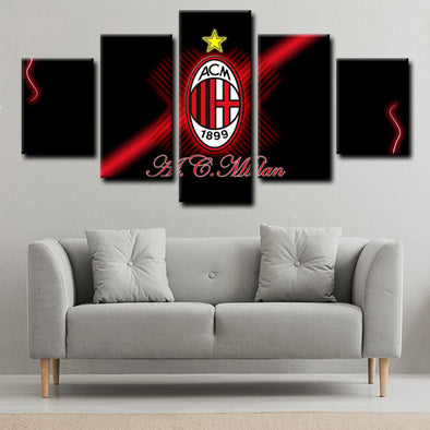 5 piece  canvas art framed prints  AC Milan live room decor1207 (1)