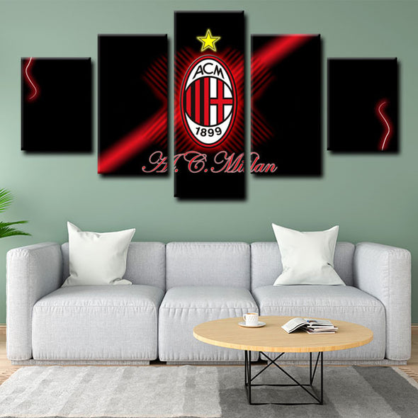 5 piece  canvas art framed prints  AC Milan live room decor1207 (3)