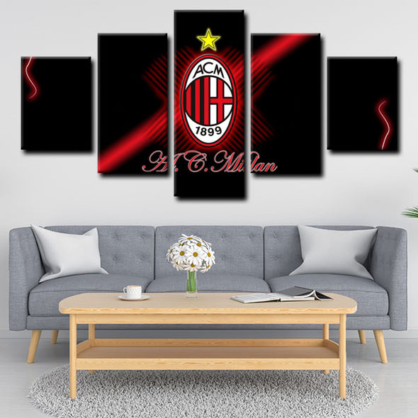 5 piece  canvas art framed prints  AC Milan live room decor1207 (4)