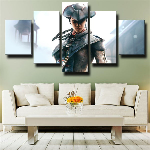 5 piece canvas art framed prints Assassin Black Flag wall picture-1202 (3)