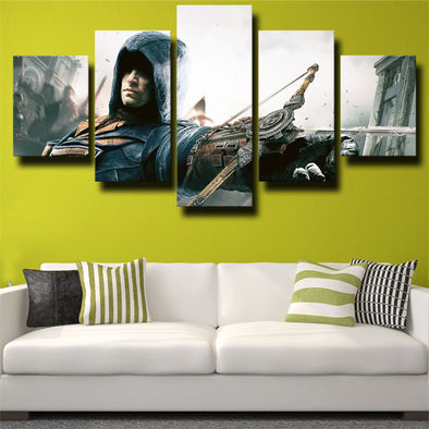 5 piece canvas art framed prints Assassin Unity Arno wall picture-1202 (1)