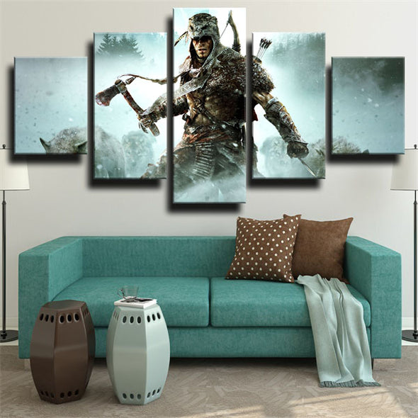5 piece canvas art framed prints Assassin's Creed III wall picture-1204 (3)