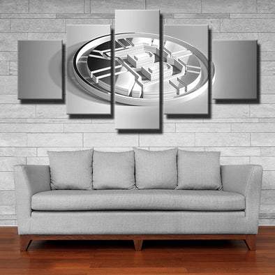 5 piece canvas art framed prints B's white 3D logo live room decor-1203 (1)