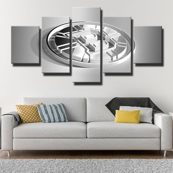 5 piece canvas art framed prints B's white 3D logo live room decor-1203 (2)