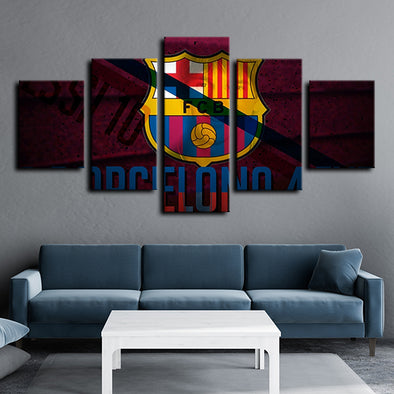 5 piece canvas art framed prints Barça logo live room decor-1217 (1)