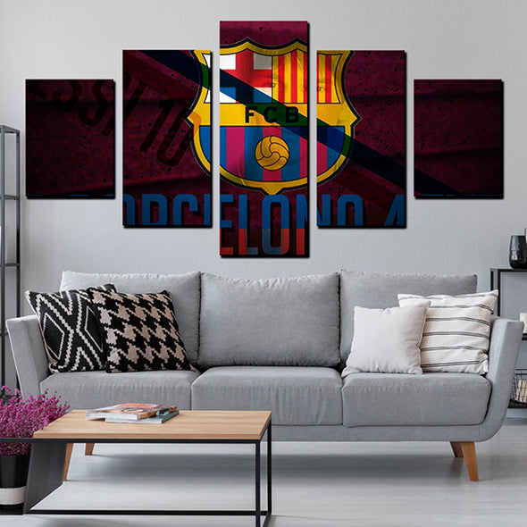 5 piece canvas art framed prints Barça logo live room decor-1217 (4)