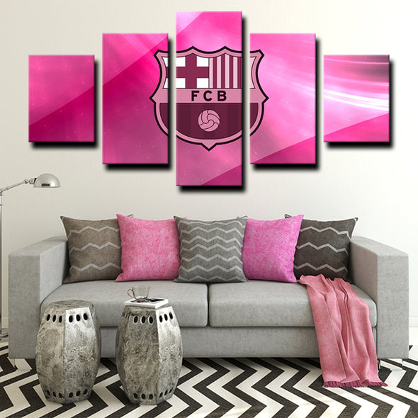 5 piece canvas art framed prints Barça logo live room decor-1244 (3)
