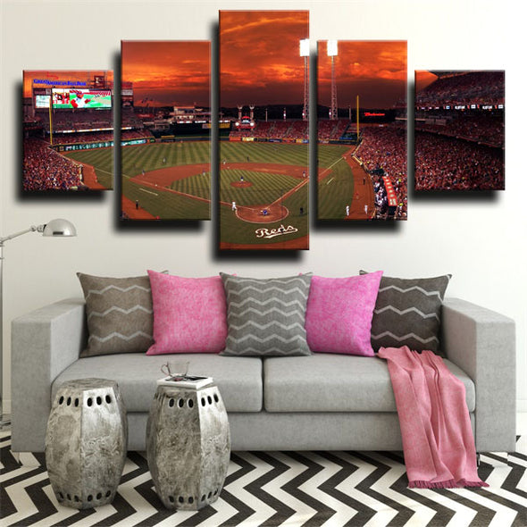 5 piece canvas art framed prints Big Red Machine home wall picture-1204 (2)