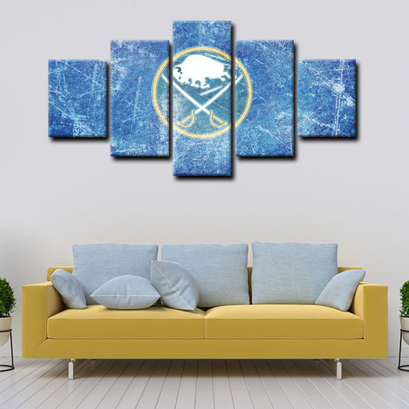 5 piece  canvas art framed prints  Buffalo Sabres live room decor1207 (4)