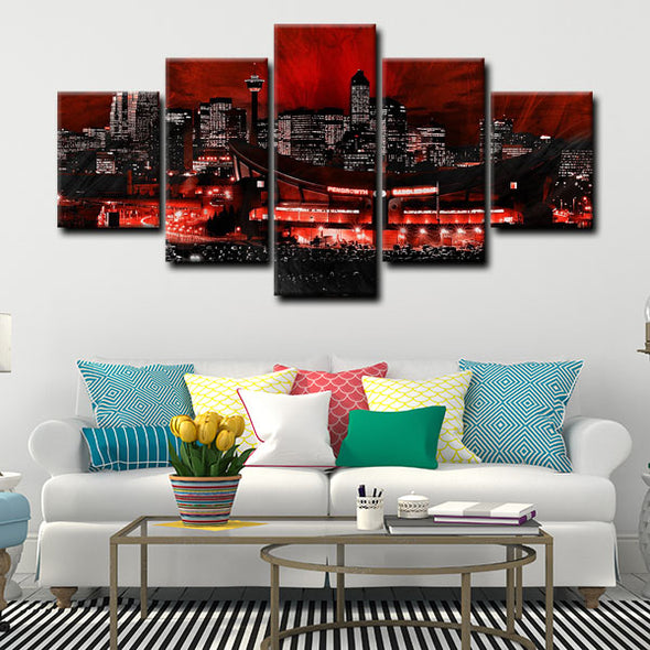  5 piece  canvas art framed prints  Calgary Flames live room decor1218 (1)