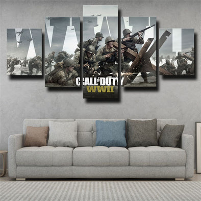 5 piece modern art framed print Call of duty WWII decor picture-1207 (1)