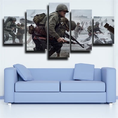5 piece canvas art framed prints Call of duty WWII wall picture-1201 (1)