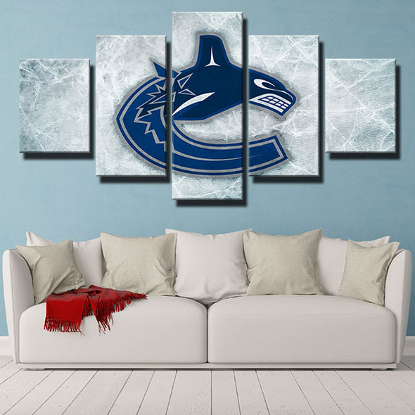 5 piece canvas art framed prints Canucks Scratched Ice decor picture-1209 (2)