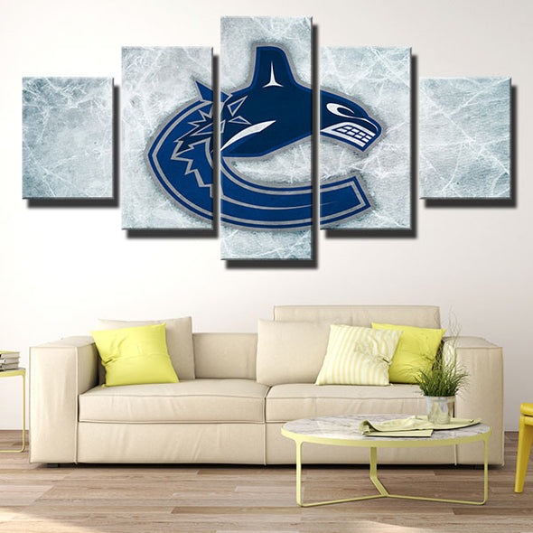 5 piece canvas art framed prints Canucks Scratched Ice decor picture-1209 (4)