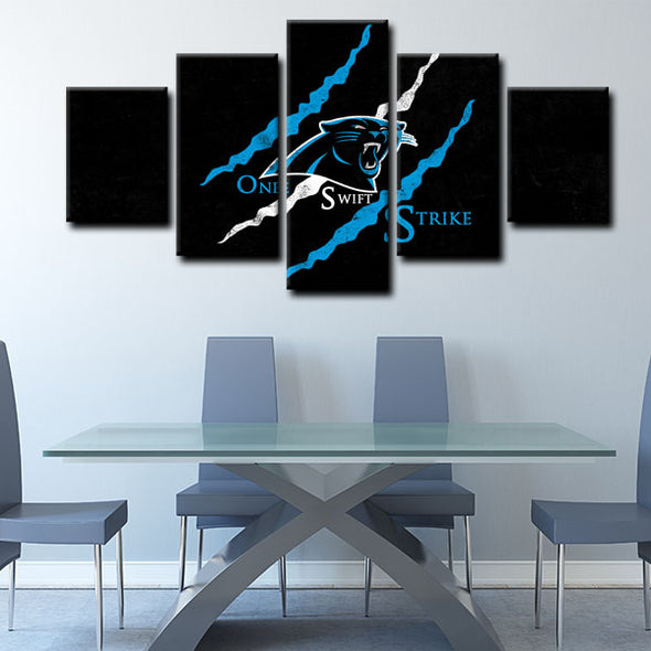 5 piece  canvas art framed prints  Carolina Panthers live room decor1221 (1)