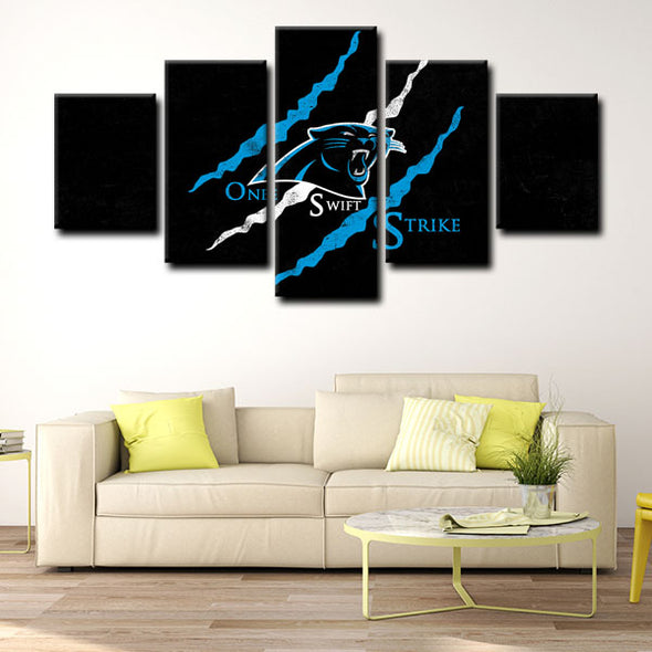 5 piece  canvas art framed prints  Carolina Panthers live room decor1221 (4)