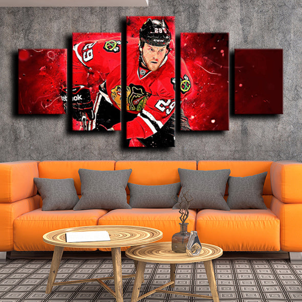 5 piece canvas art framed prints Chicago Blackhawks Bickell picture-1216 (2)
