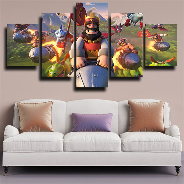 5 piece canvas art framed prints Clash Royale Characters wall picture-1504 (2)