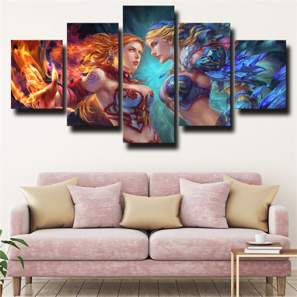 5 piece canvas art framed prints DOTA 2 Lina And Crystal wall picture-1495 (1)