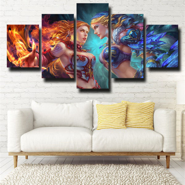 5 piece canvas art framed prints DOTA 2 Lina And Crystal wall picture-1495 (2)