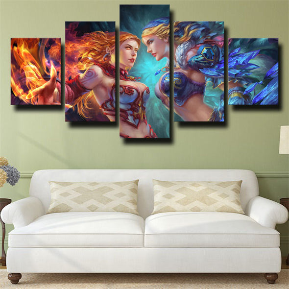 5 piece canvas art framed prints DOTA 2 Lina And Crystal wall picture-1495 (3)